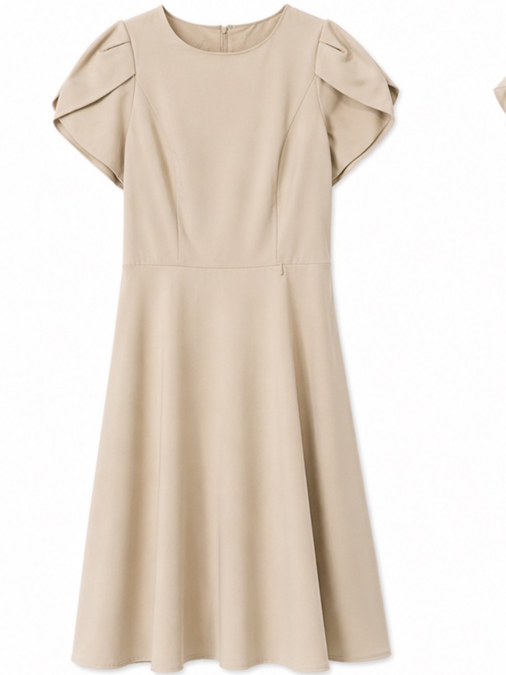 Calvin Klein Beige/Taupe Tulip Sleeve Fit & Flare Dress